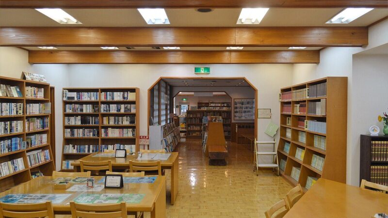 Shelves of books in a library