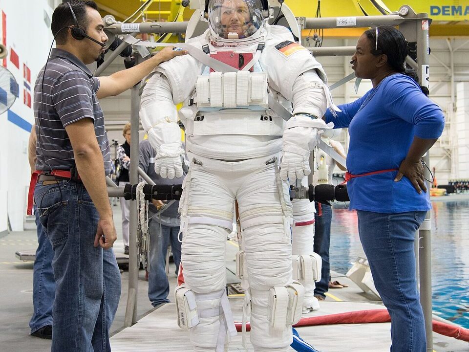 Astronauts training at a NASA facility