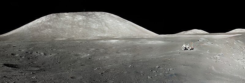 A cratered region of the lunar surface
