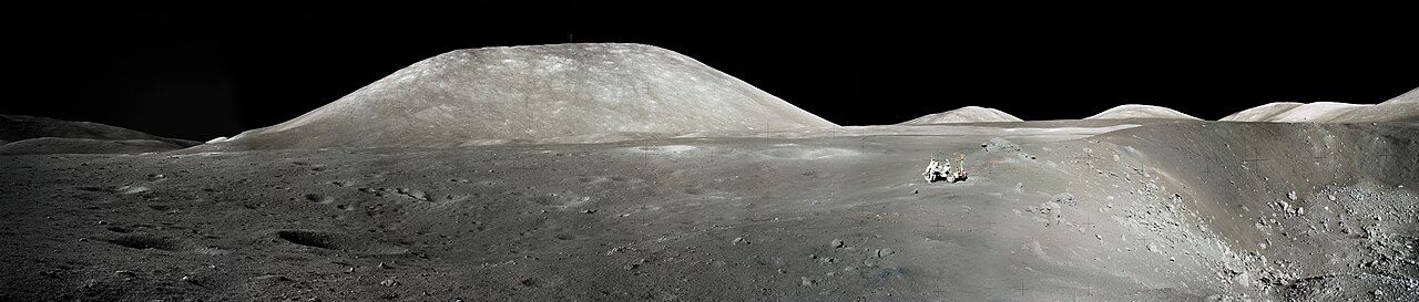 A cratered region of the lunar surface