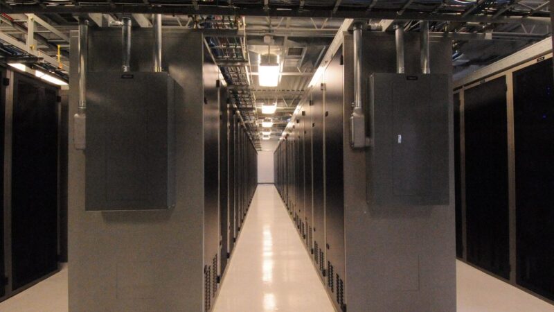 Server racks in an AI data centre