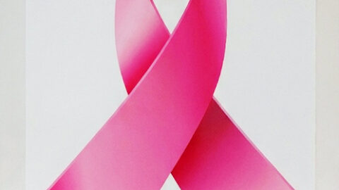 Pink ribbon symbol for breast cancer awareness