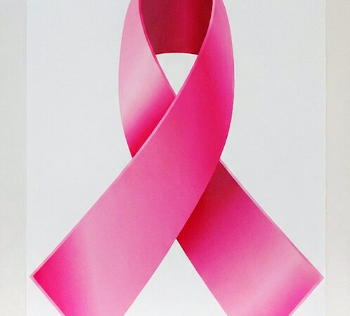 Pink ribbon symbol for breast cancer awareness